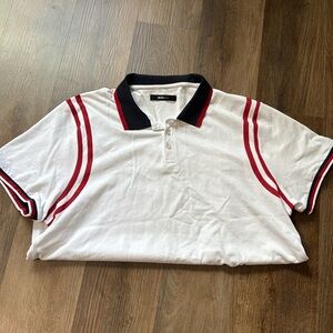 Mens Nova Polo style shirt white, red and blue size XL